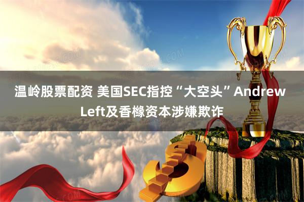 温岭股票配资 美国SEC指控“大空头”Andrew Left及香橼资本涉嫌欺诈